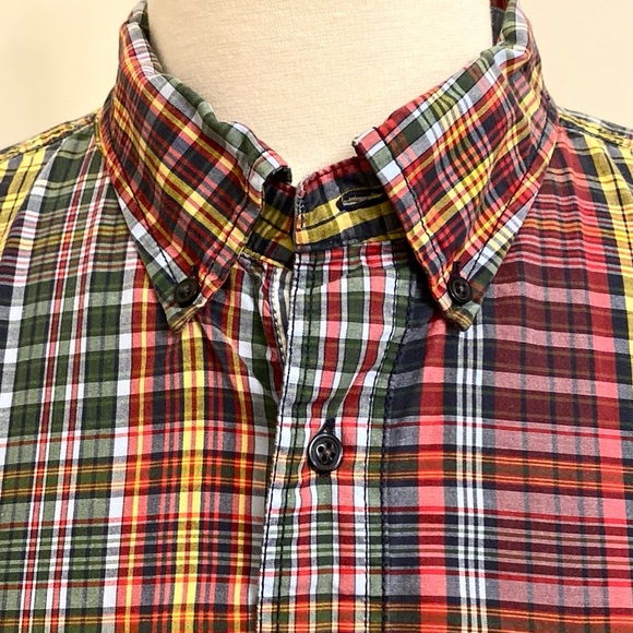 Nautica Men’s Red Green Yellow Plaid Long Sleeve Button Down Cotton Shirt SZ XL - Picture 4 of 13